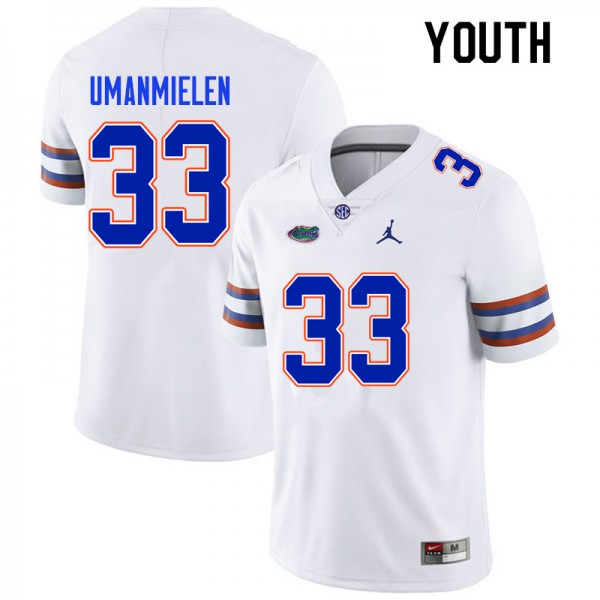 Youth #33 Princely Umanmielen Florida Gators College Football Jersey White